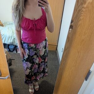 Vintage Victor Costa Occasion 100% Silk Floral Maxi Skirt size 1X